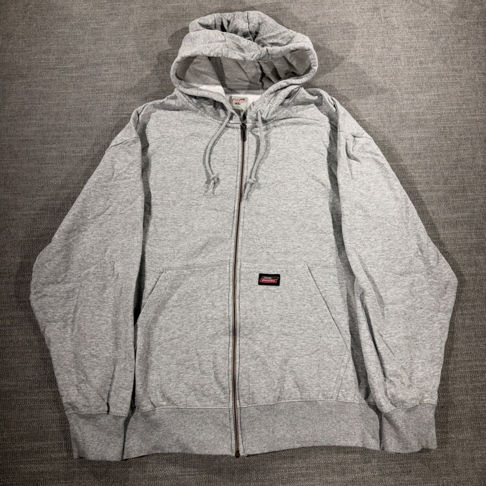 Genuine Dickies Zip Up Hoodie Mens XL Gray Excellent Workwear Fleece Sweatshirt - Picture 1 of 8